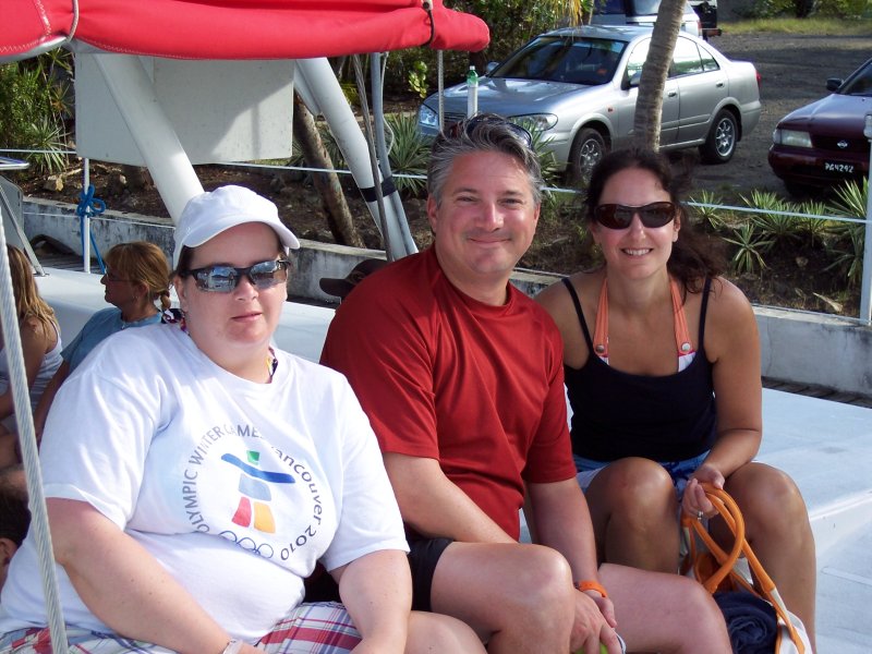 Nicole, Andre and Iren on the boat to Soufrieres
