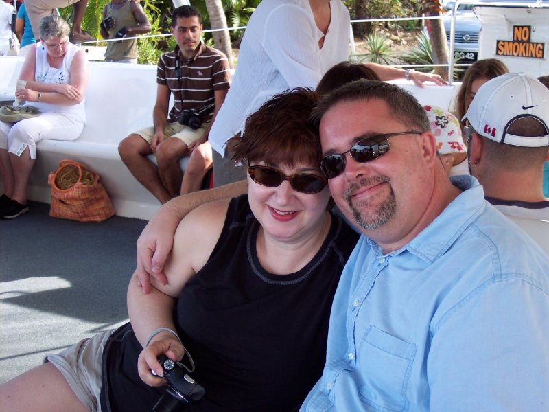 Theresa and Ross on the boat to Soufrieres