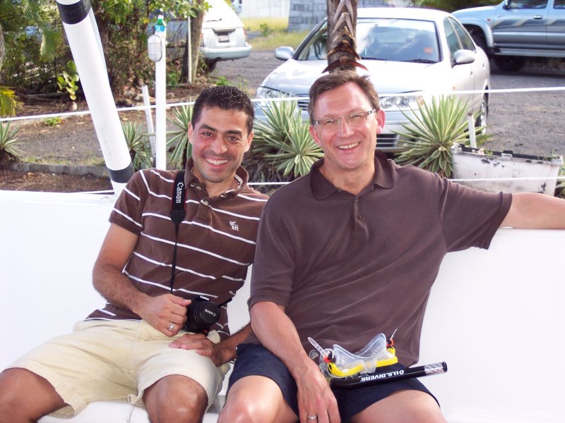 Ted and Robert on the boat to Soufrieres