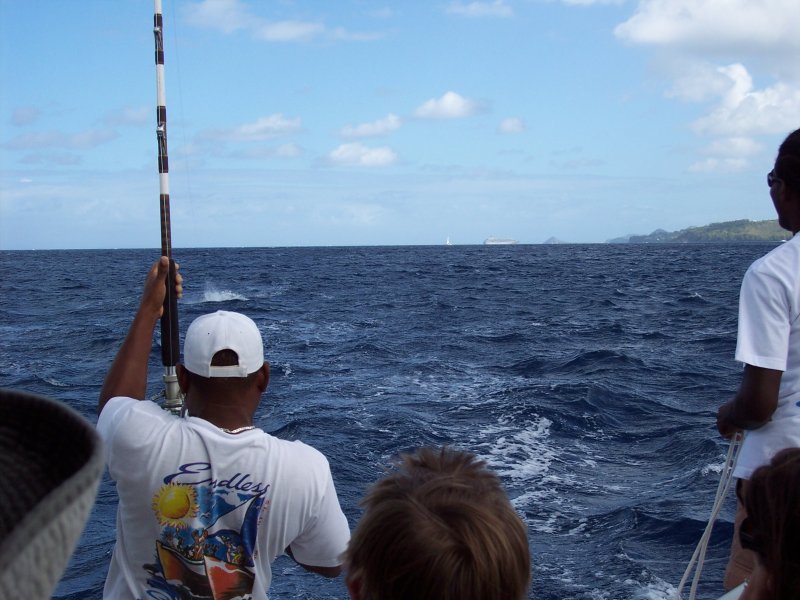 Catching a fish during the trip