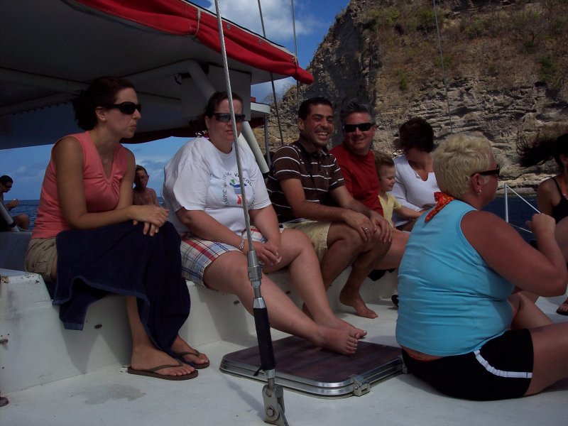 Some of the group on the boat to Soufrieres