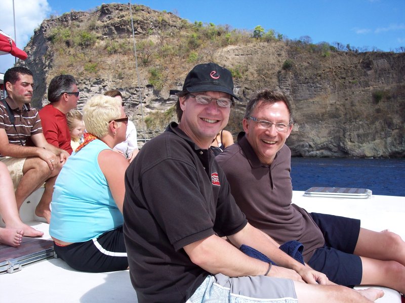 Greg and Ted on the boat